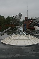 the replacement dish assembled on the ground