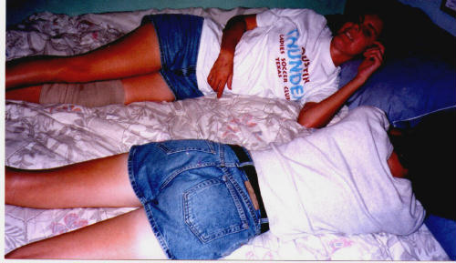 amy and sarah on bed