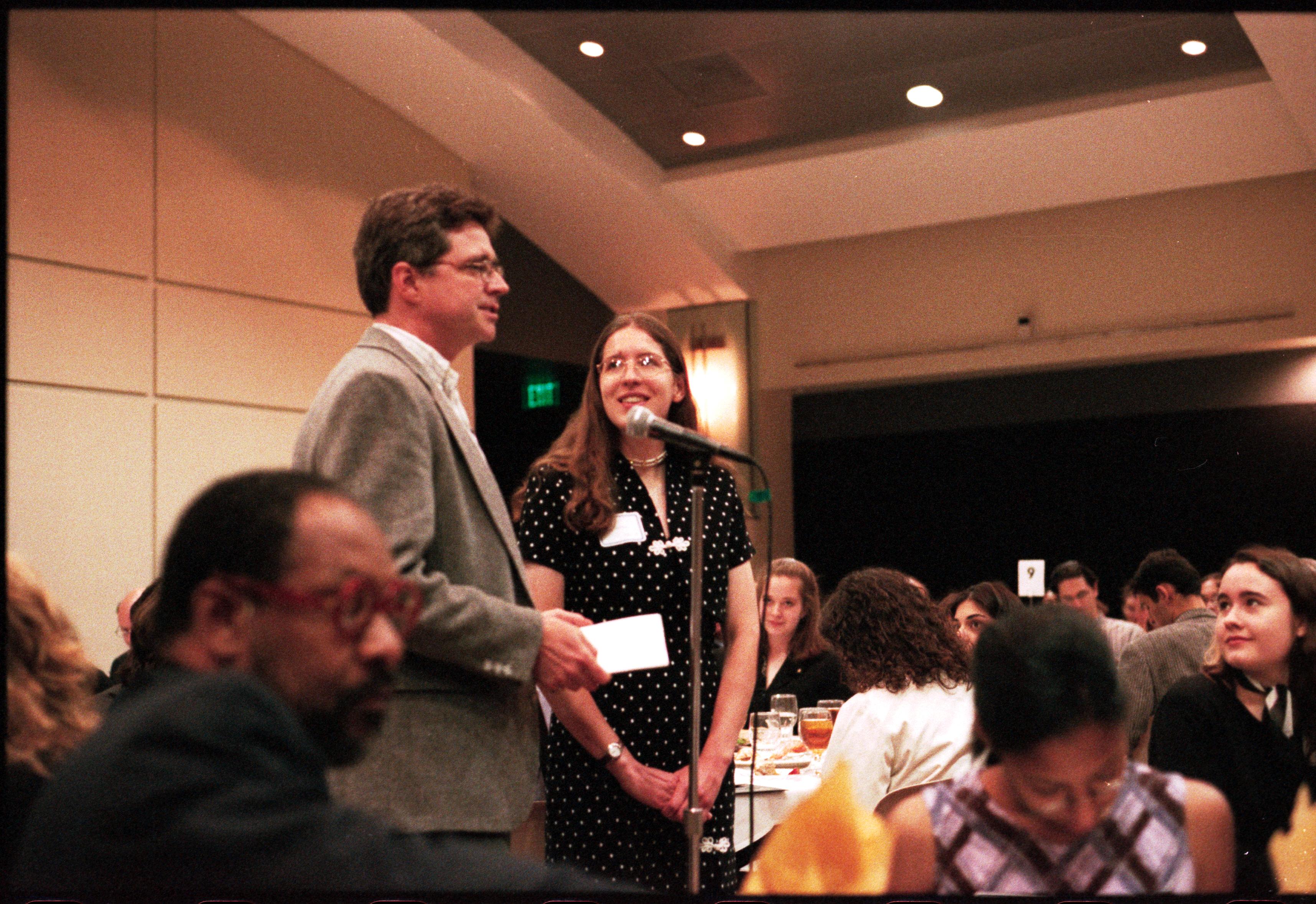 Blair receiving an award from the math department