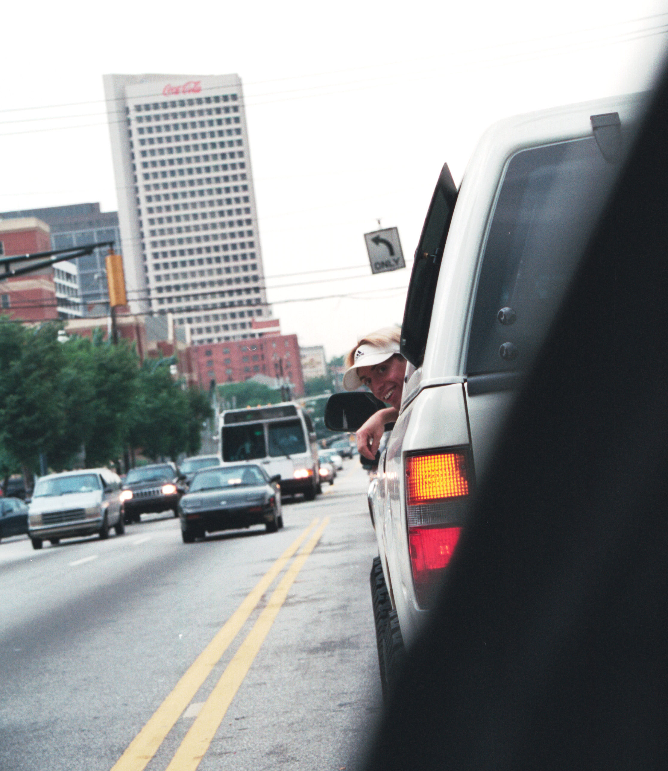 aaron waiting at light