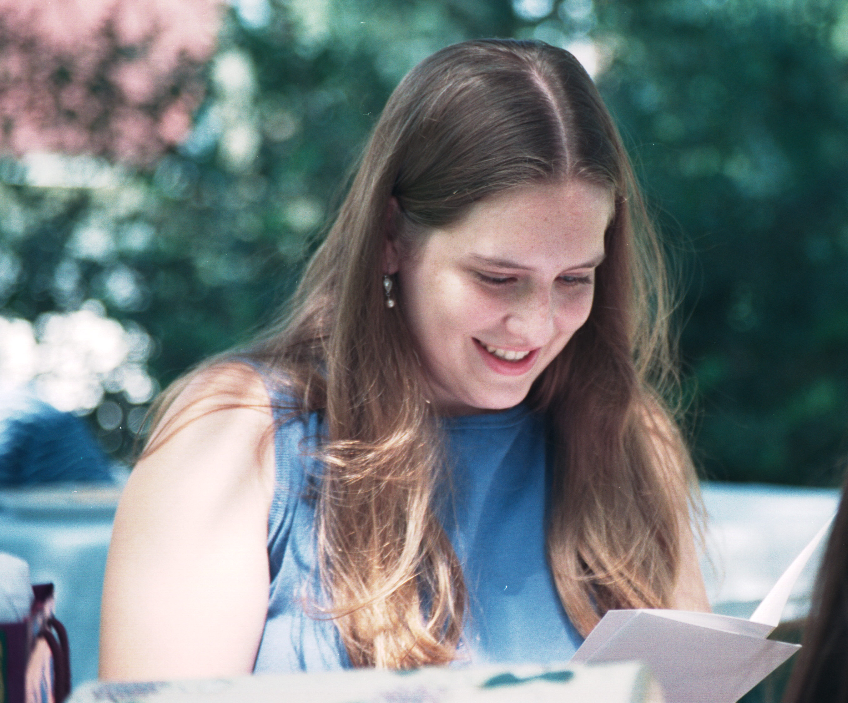 Ashley reads a graduation card