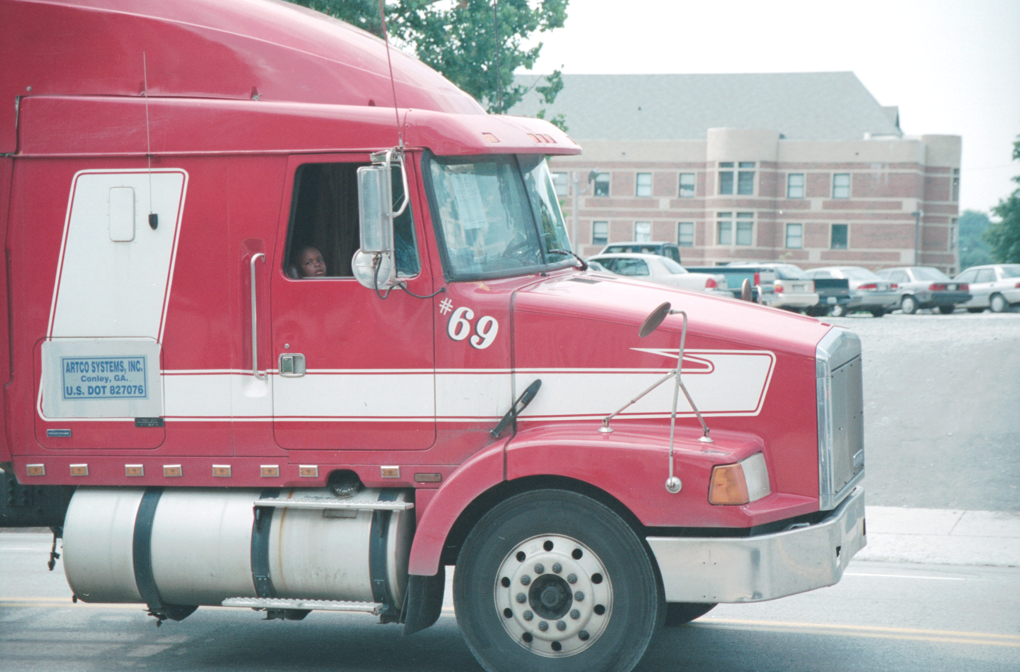 cute boy in 18 wheeler