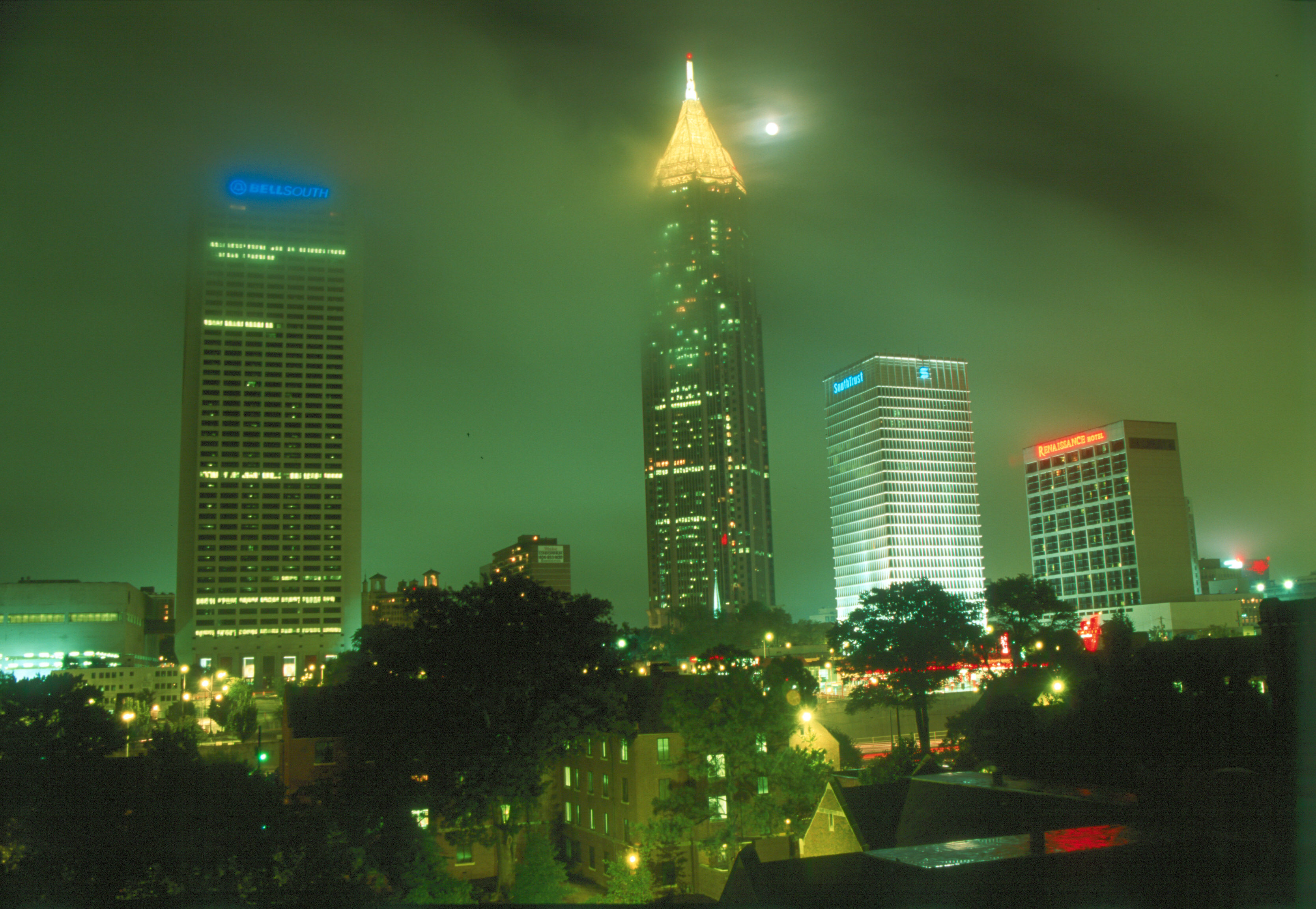 foggy night moon