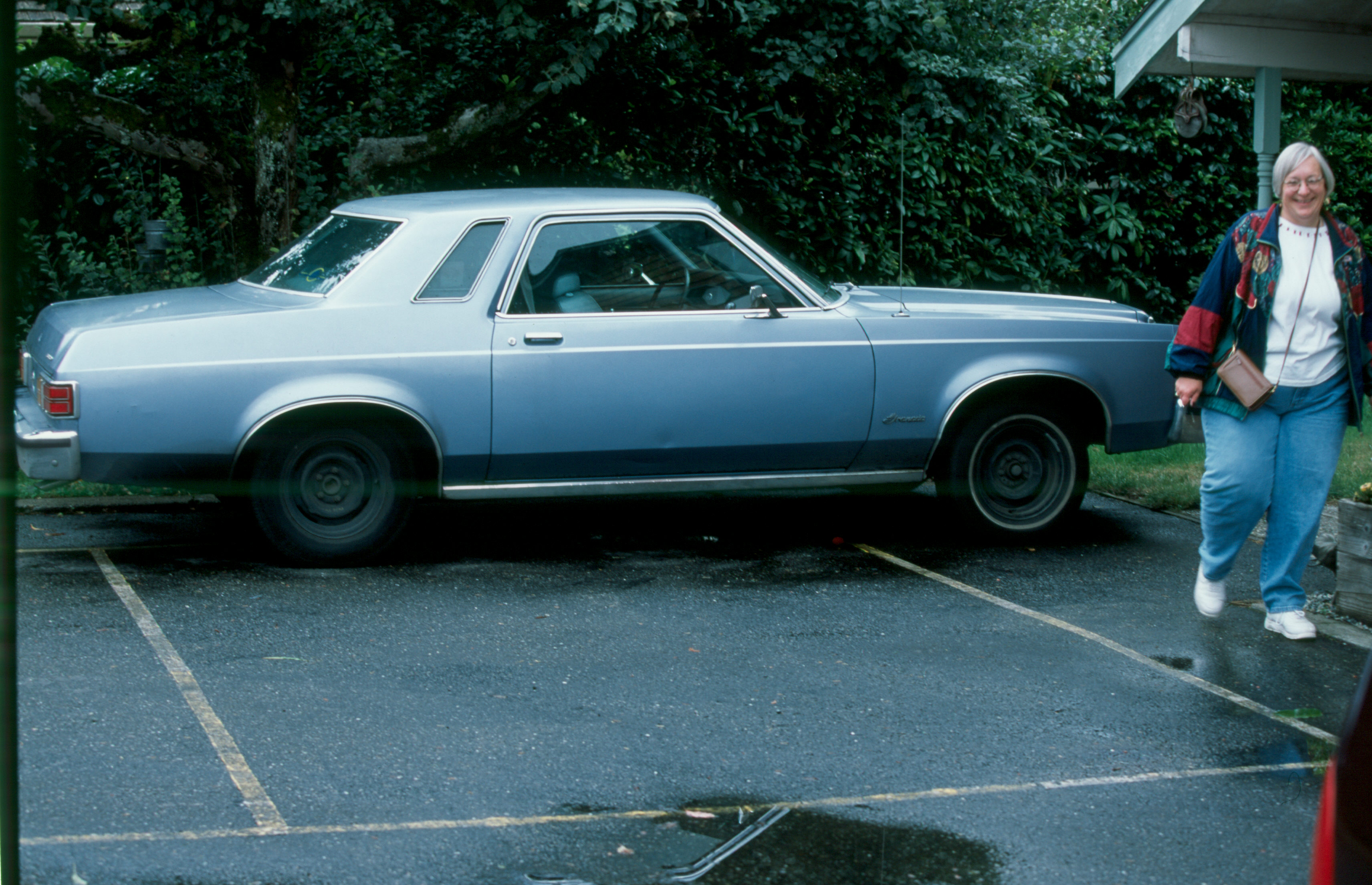 Mrs Hagadorn and blue car