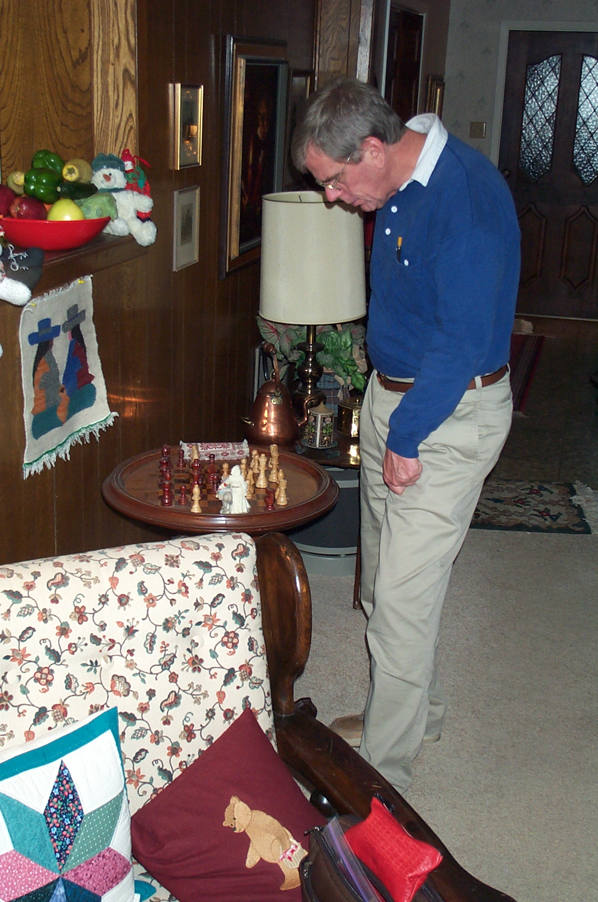 Dad plays chess with himself