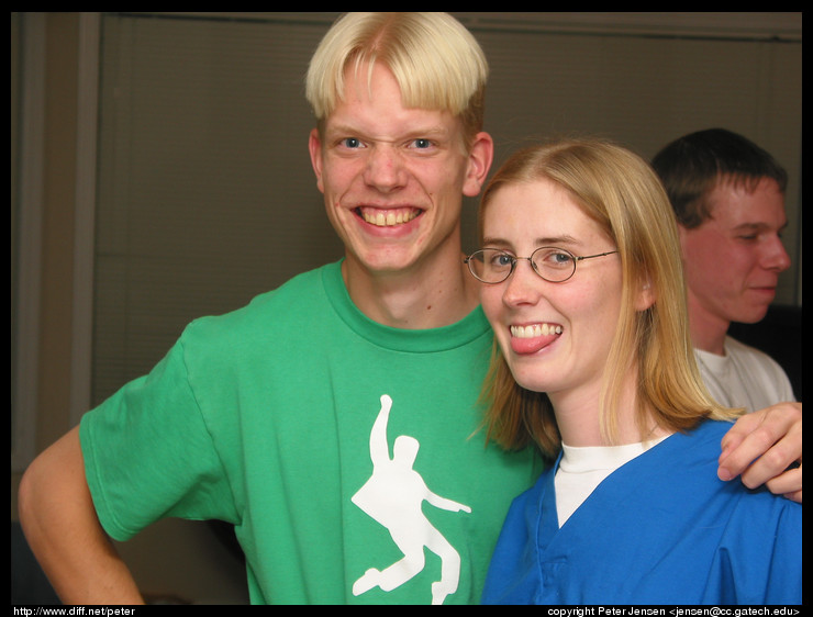 Dave and Amy, making faces