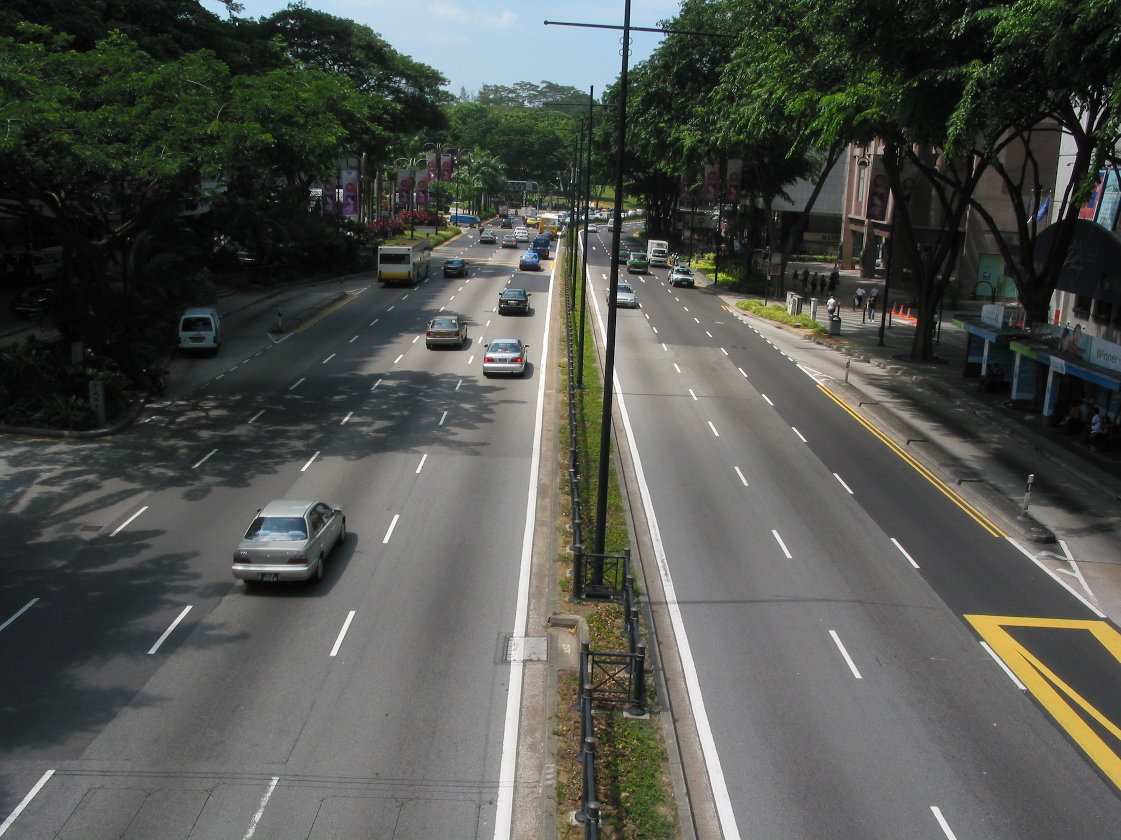 road from a pedestrian bridge