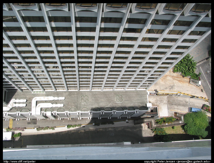 view down into the street