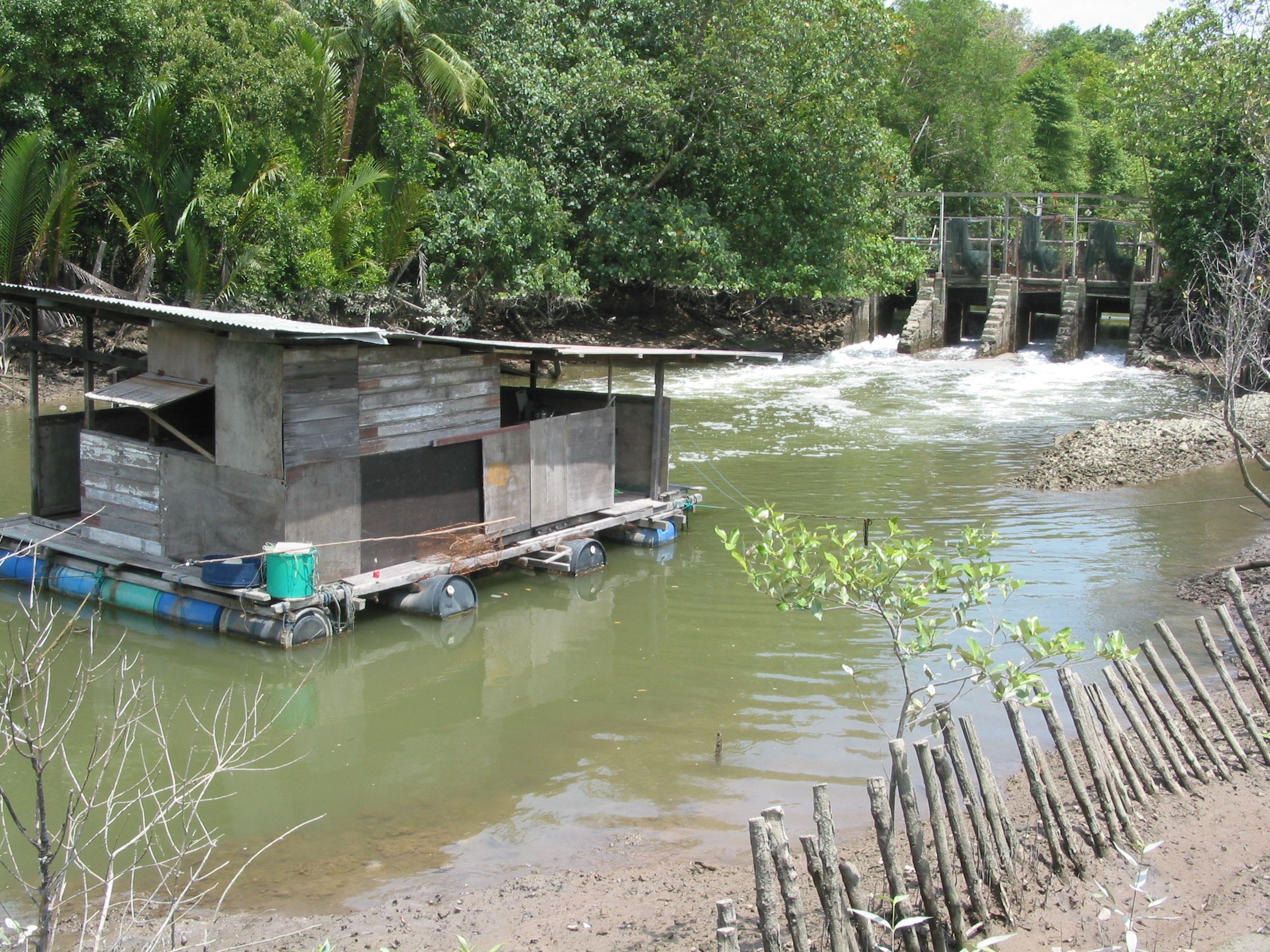 interesting dam with sluice gates