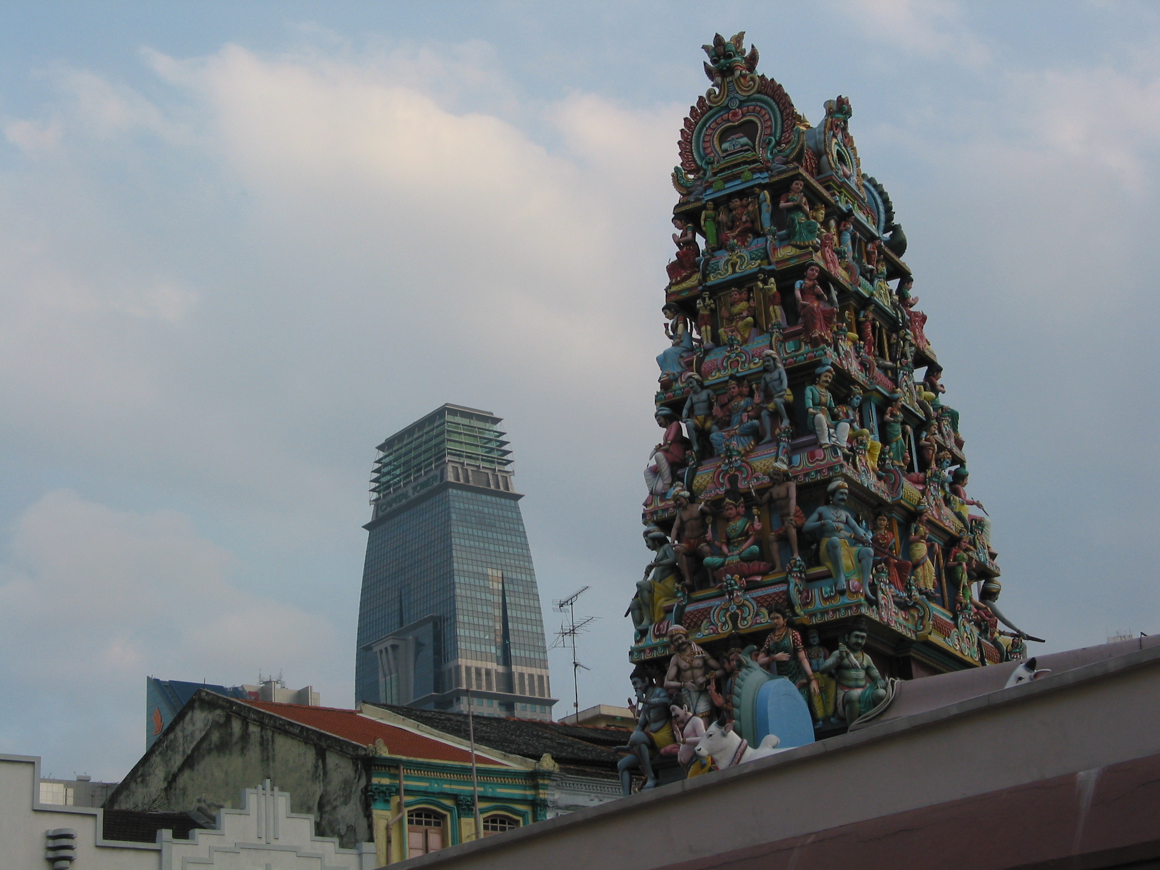 Hindu temple and downtown