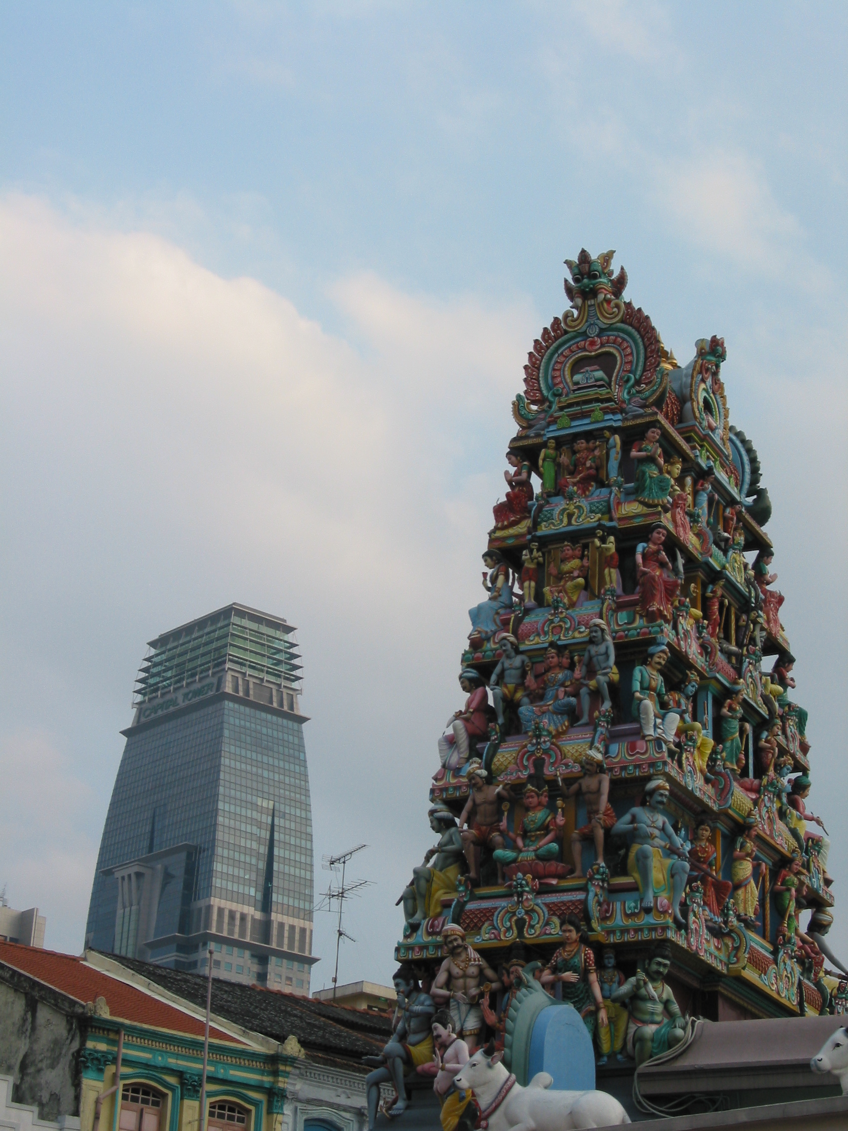 Hindu temple and downtown