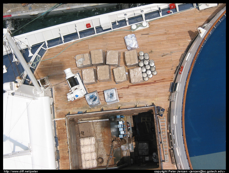 note the beer kegs on the deck of this boat