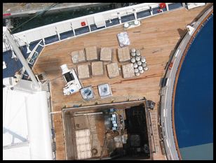 note the beer kegs on the deck of this boat