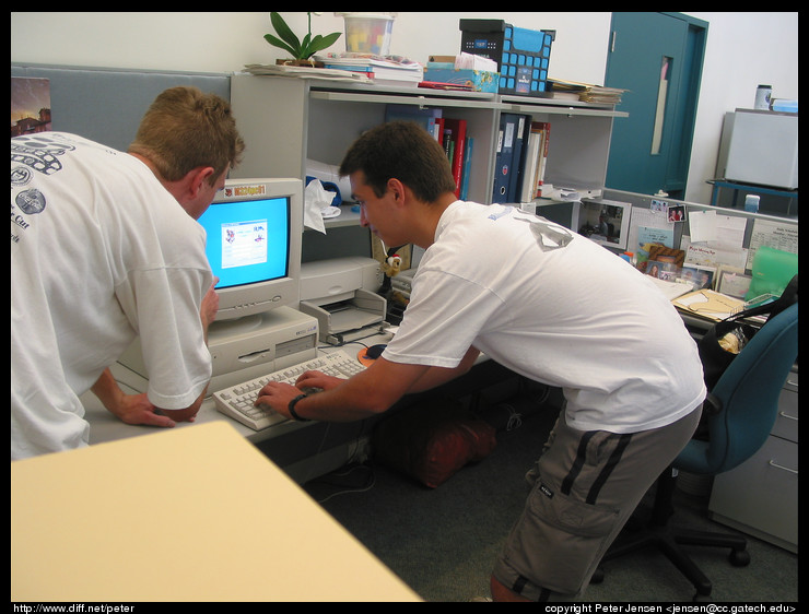 Peter and Jacob hacking Meredith's computer