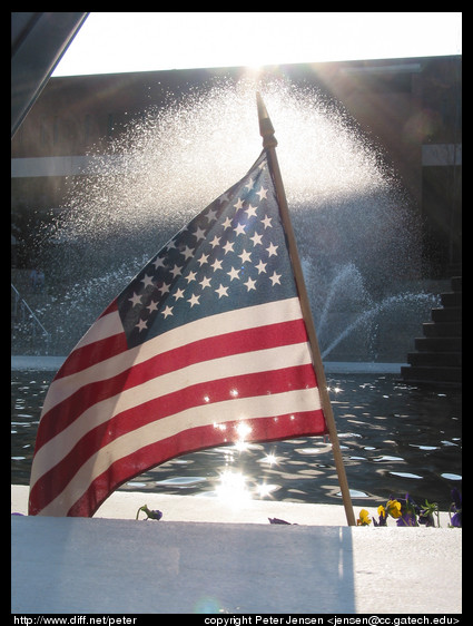 flag and fountain