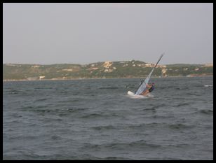 same windsurfer, after tacking back