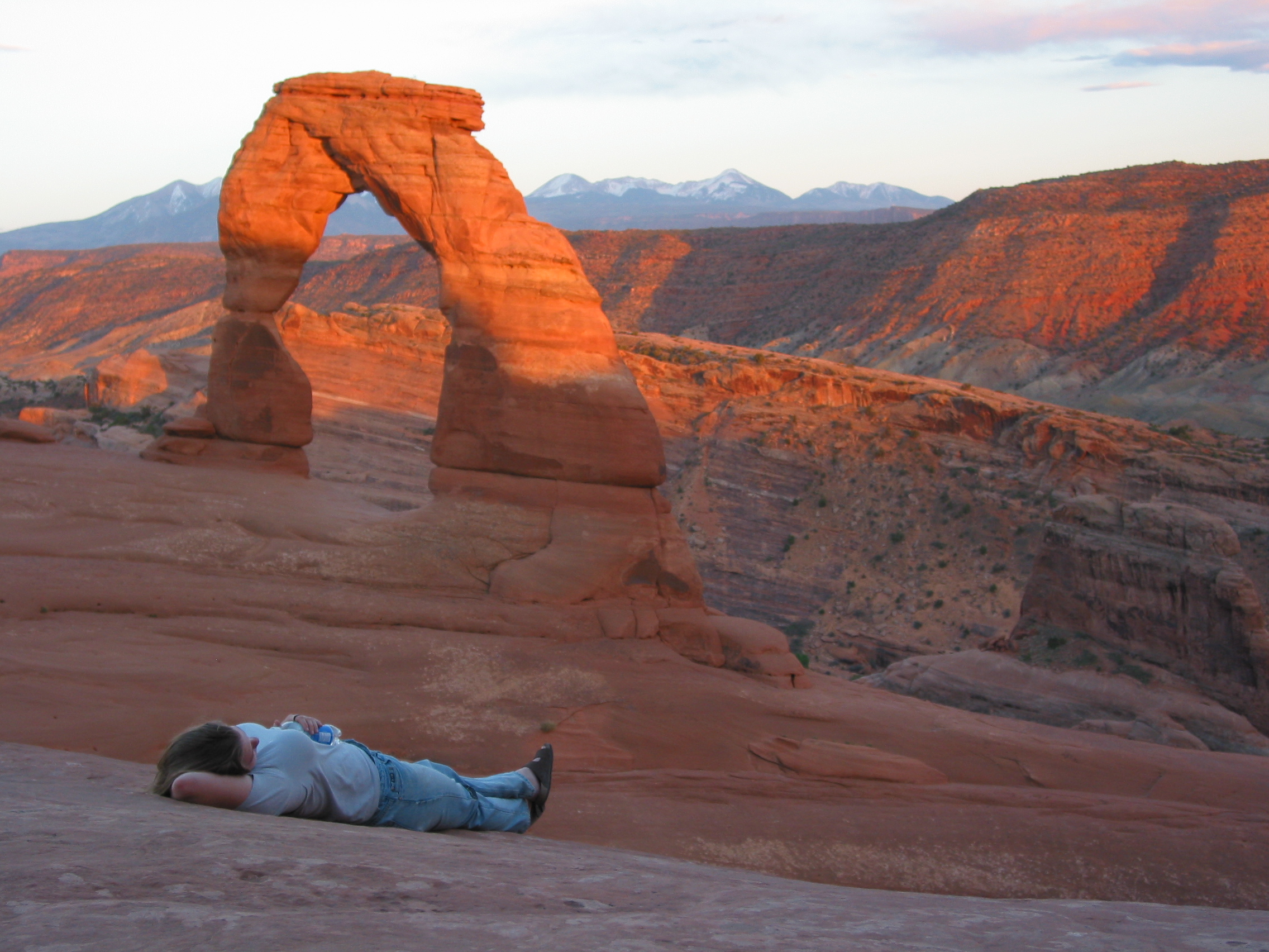 relaxing at Delicate Arch