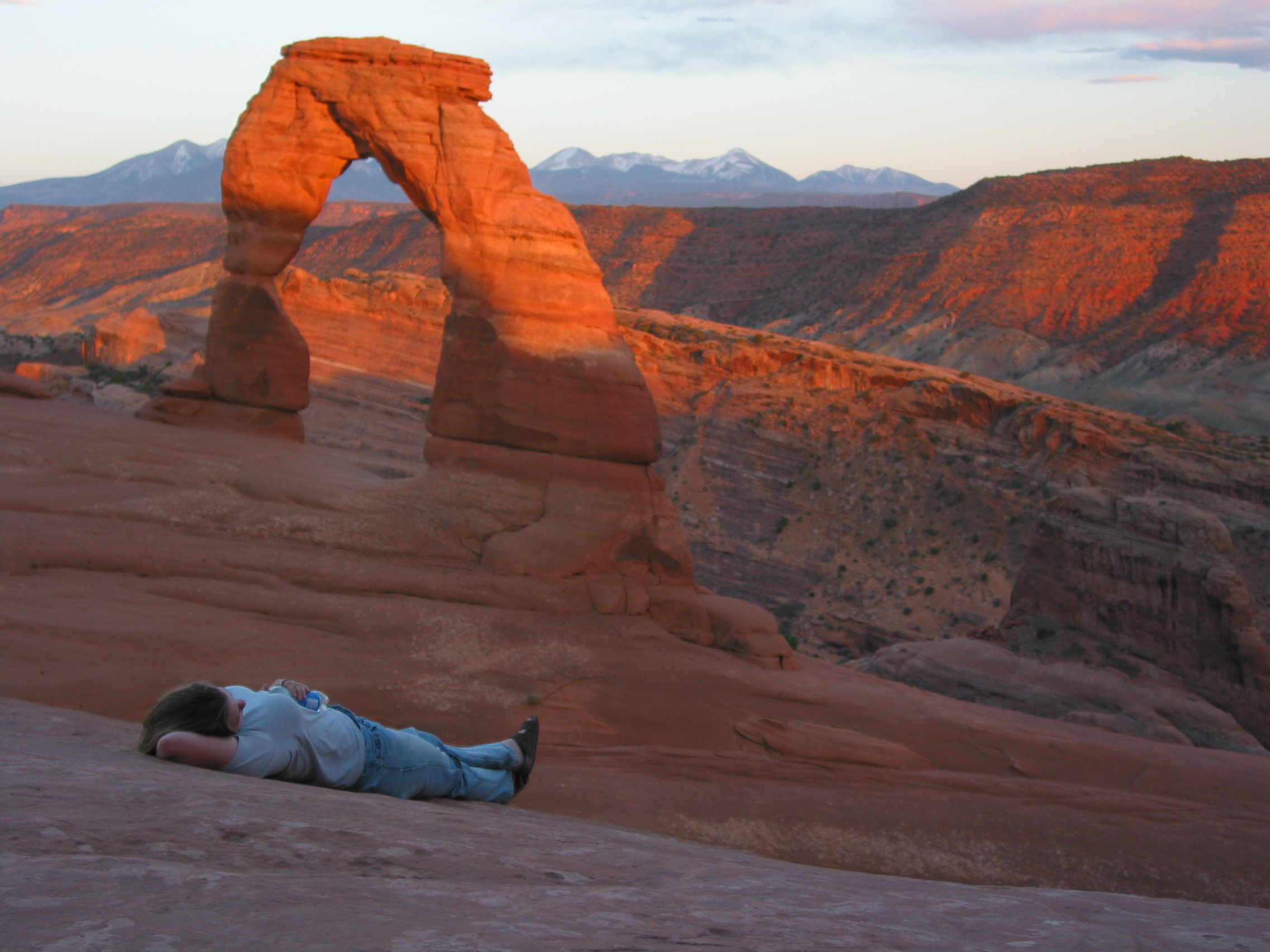 relaxing at Delicate Arch