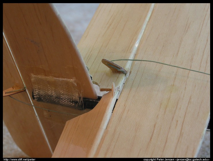 close-up of elevator damage and my sloppy glassing