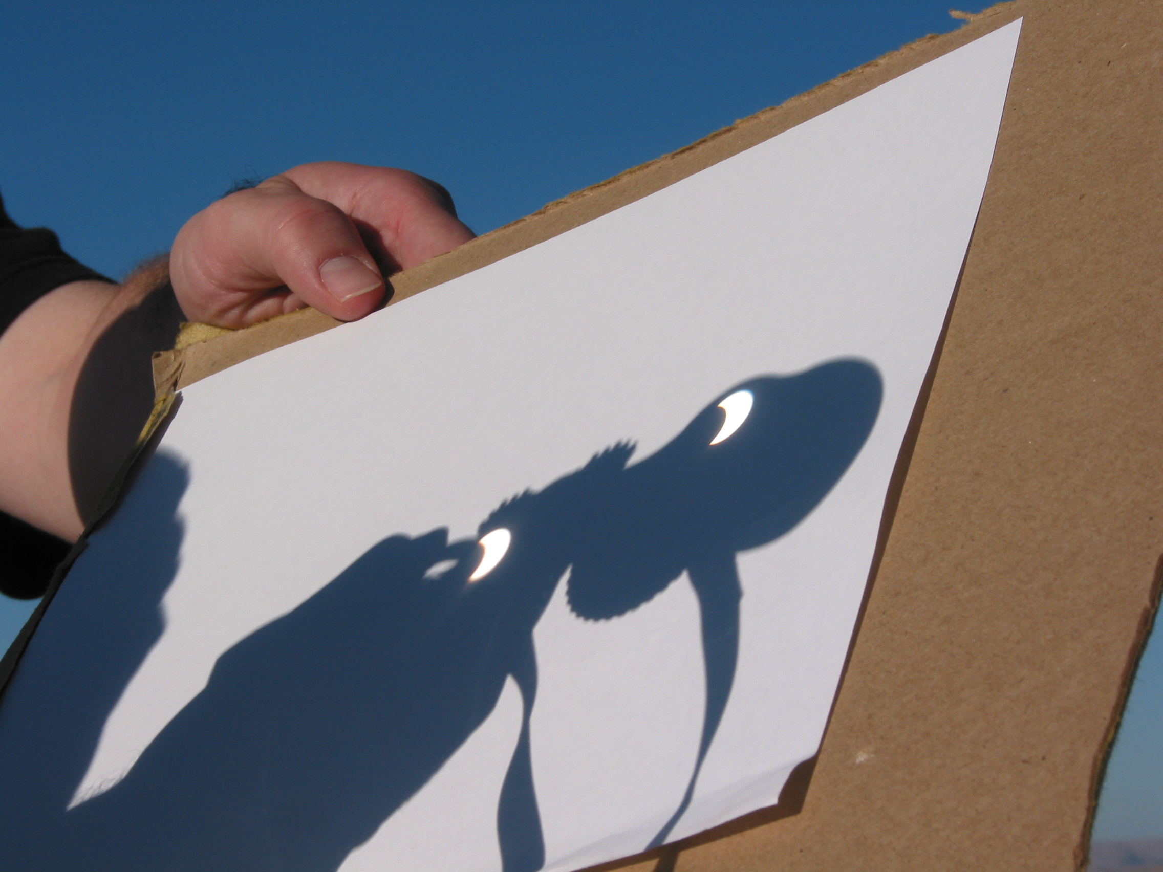 projecting the eclipse on to some paper with binoculars