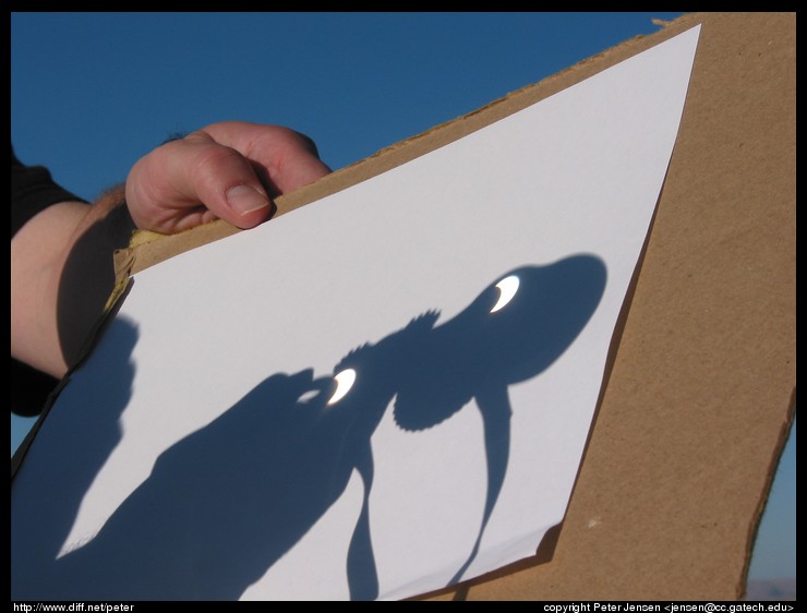 projecting the eclipse on to some paper with binoculars