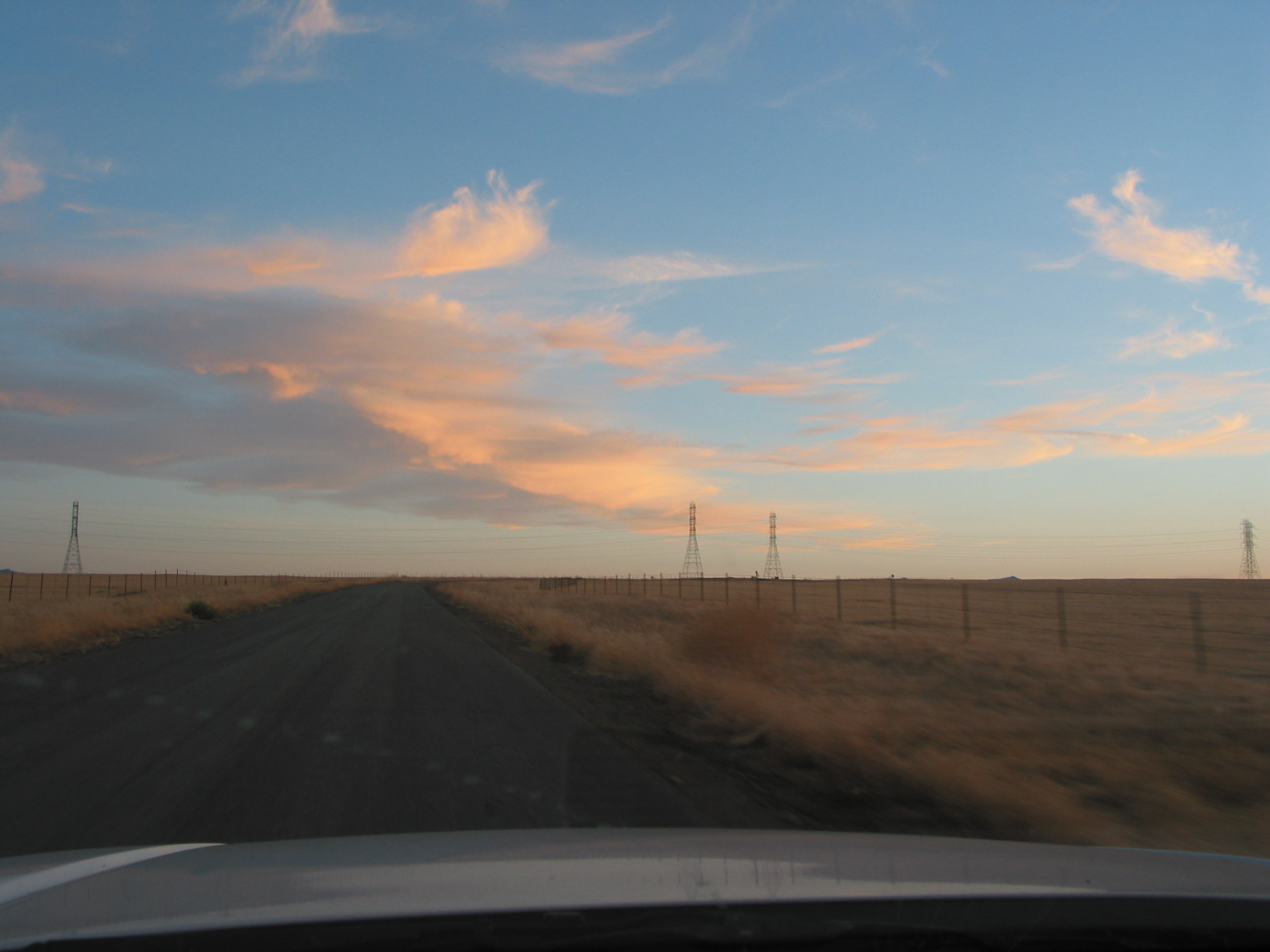 sunset while driving out to Los Banos