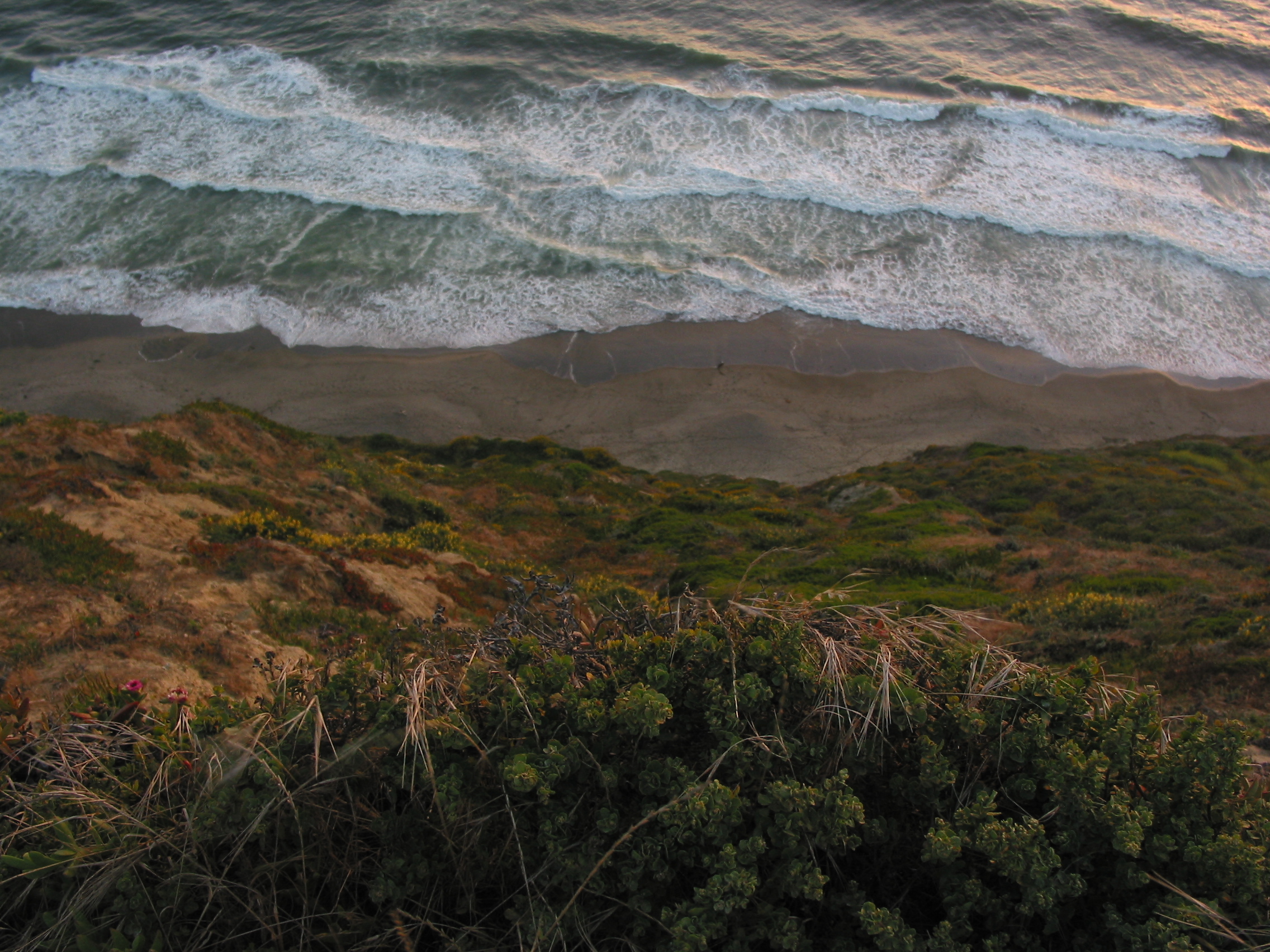 looking down at the beach (several hundred feet down)