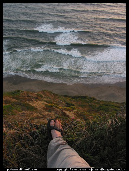 looking down at the beach (one foot down)