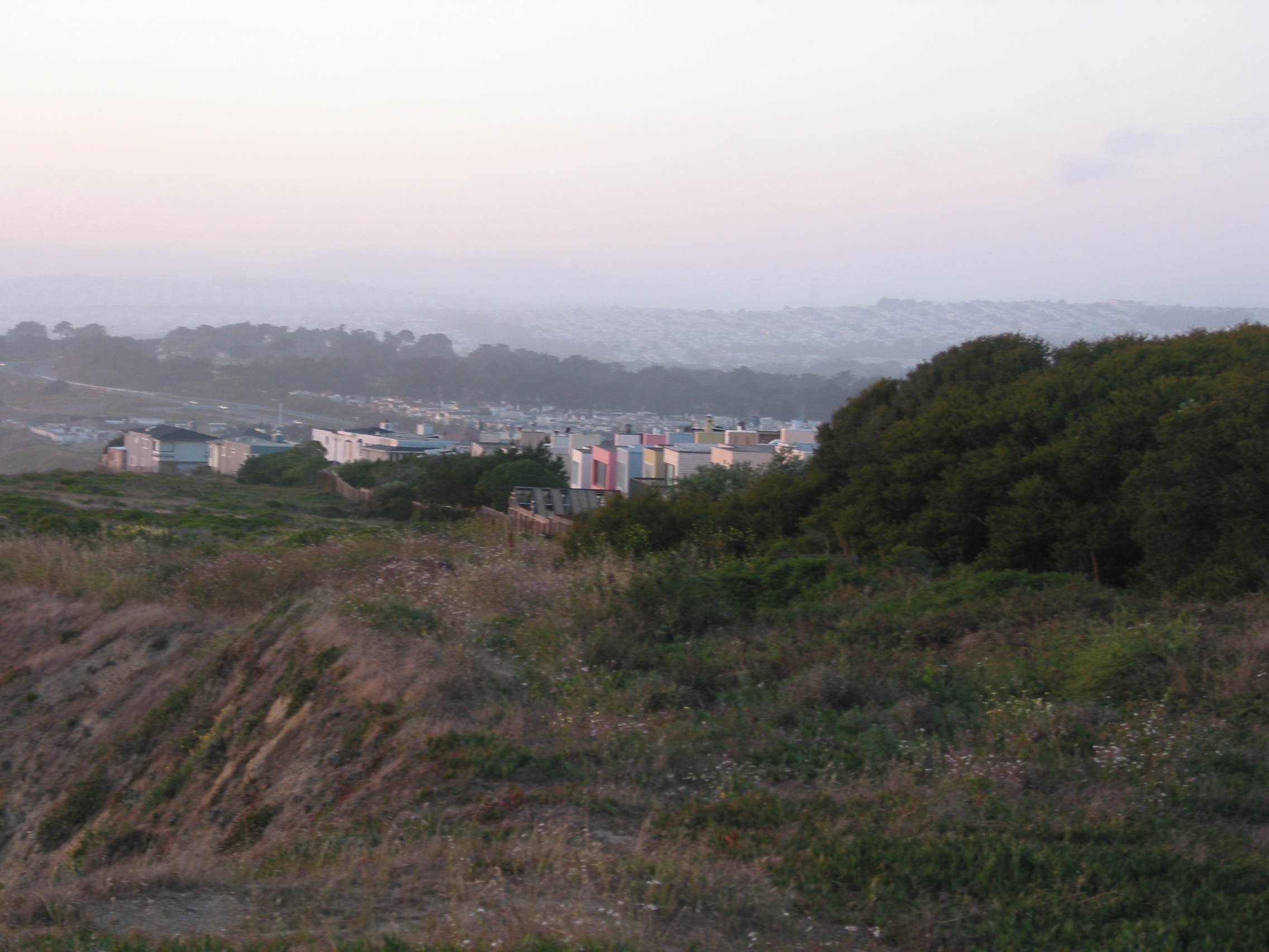 random tightly-packed homogenous oceanside dwellings near South San Francisco