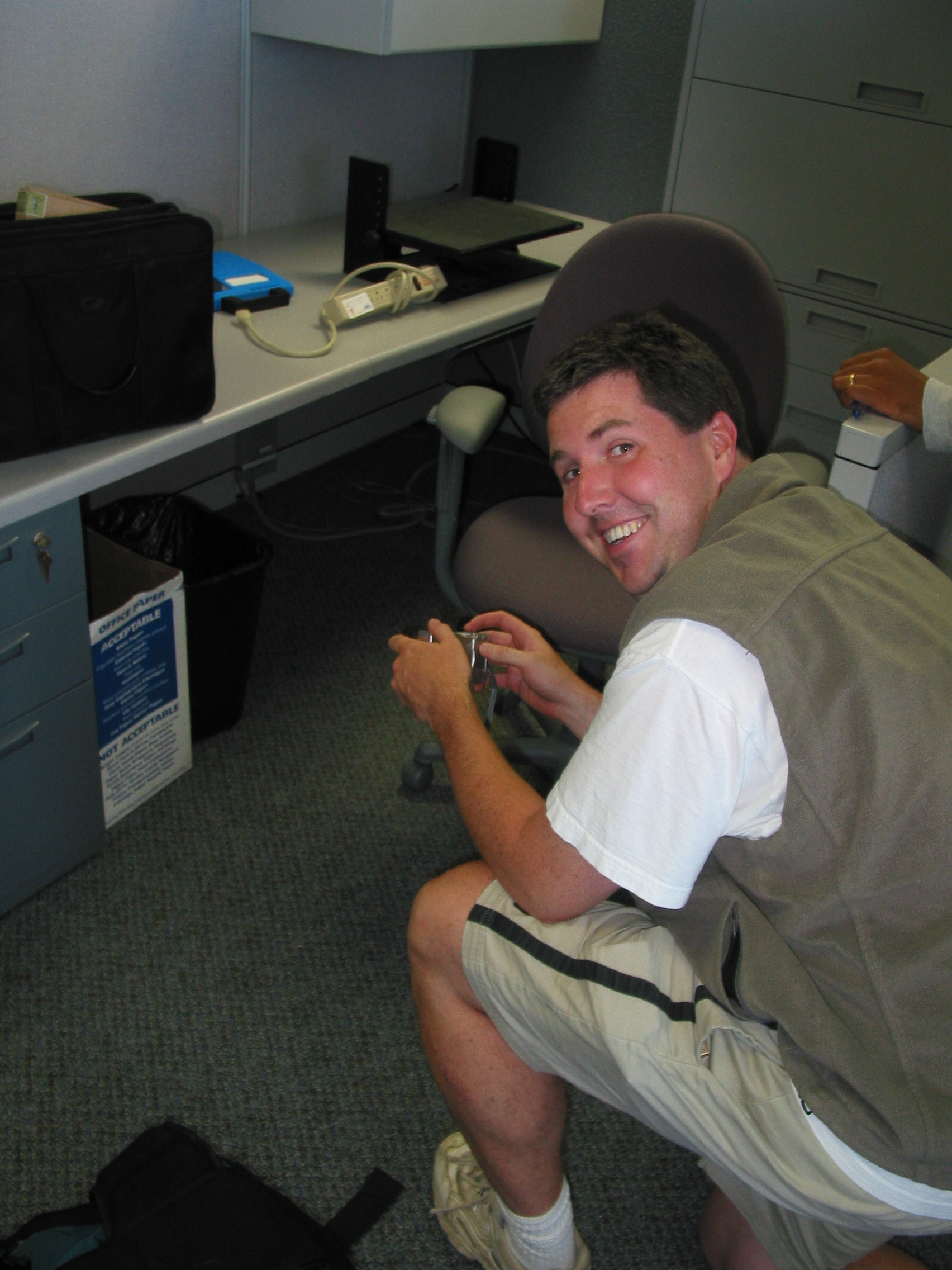 Trevor, captivated by Intel recycling containers