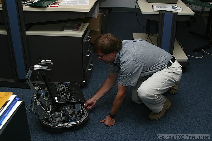 Roy feeding the robot