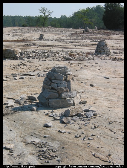 rock cairnes (as if it's hard to see the trail)