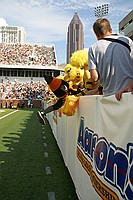 Buzz jumping into the stands