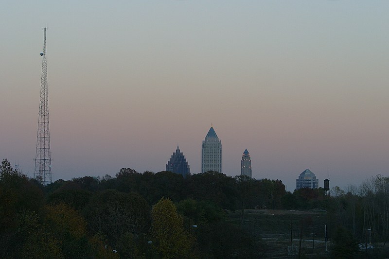 midtown in the afterglow; Huff Street/Waterworks tower on the left