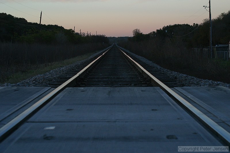 looking north along the railroad