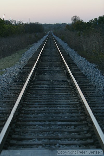 looking north along the railroad