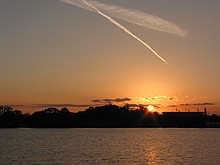 sunset with the LSU campus in the background