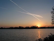 sunset with the LSU campus in the background