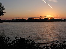 sunset with the LSU campus in the background