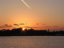 sunset with the LSU campus in the background