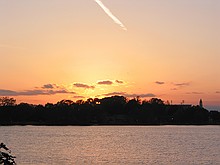 sunset with the LSU campus in the background