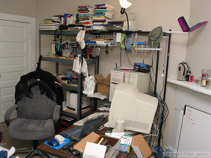 desk and books