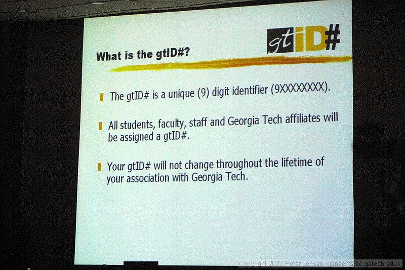 slides from Mr. Pete's GTID# presentation. See www.gtid.gatech.edu for updated info.