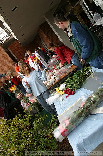 random people buying roses on Valentine's day