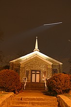 ATL police Stalker helicopter flying by Underwood Methodist church