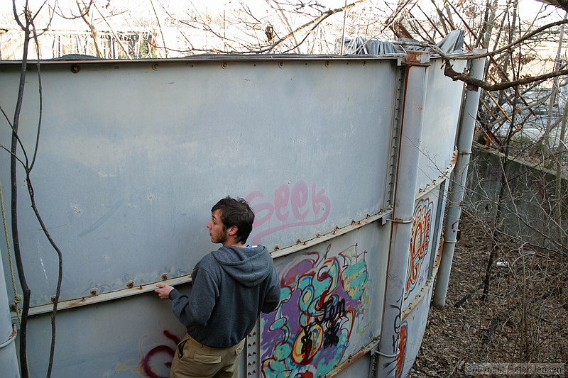 bouldering on a tank