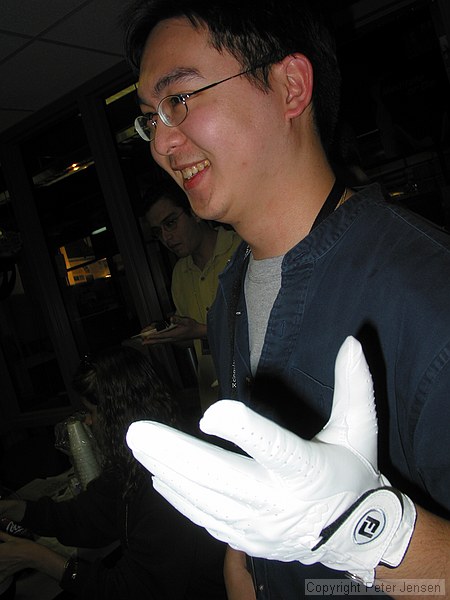 Khai with his golf glove from Rob, which he'll hopefully be needing more soon