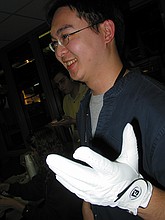 Khai with his golf glove from Rob, which he'll hopefully be needing more soon