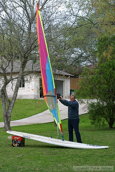 taking the old windsurfer for a spin on Lake Jensen (i.e. the front yard)