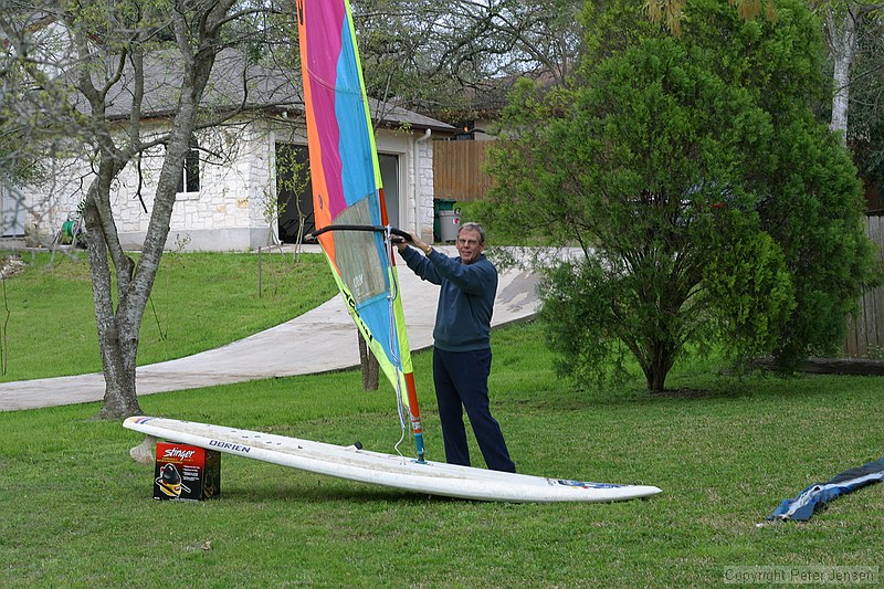 taking the old windsurfer for a spin on Lake Jensen (i.e. the front yard)